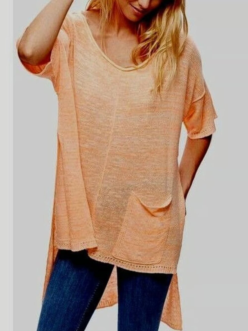 Free People Femmes Knit High Low Sweater Electric Orange (XS) NWOT!